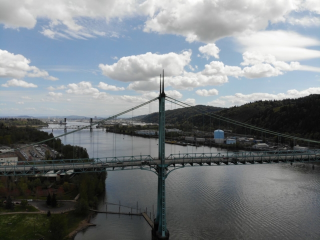 Drone photo of St Johns bridge